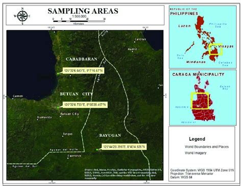 Cabadbaran map satellite // Philippines, Caraga region.